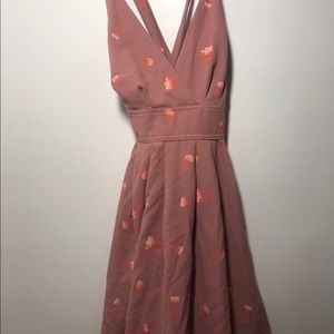 Free people backless cross tie rose dress